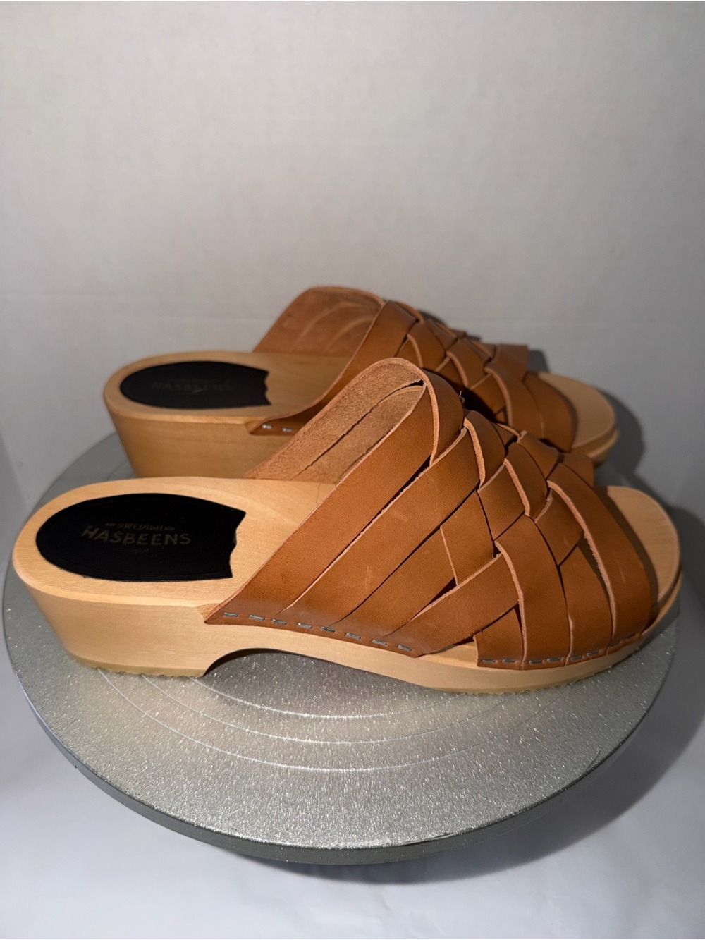Swedish Hasbeens Britta Woven Open Toe Clog Sz Women’s 39 8.5-9